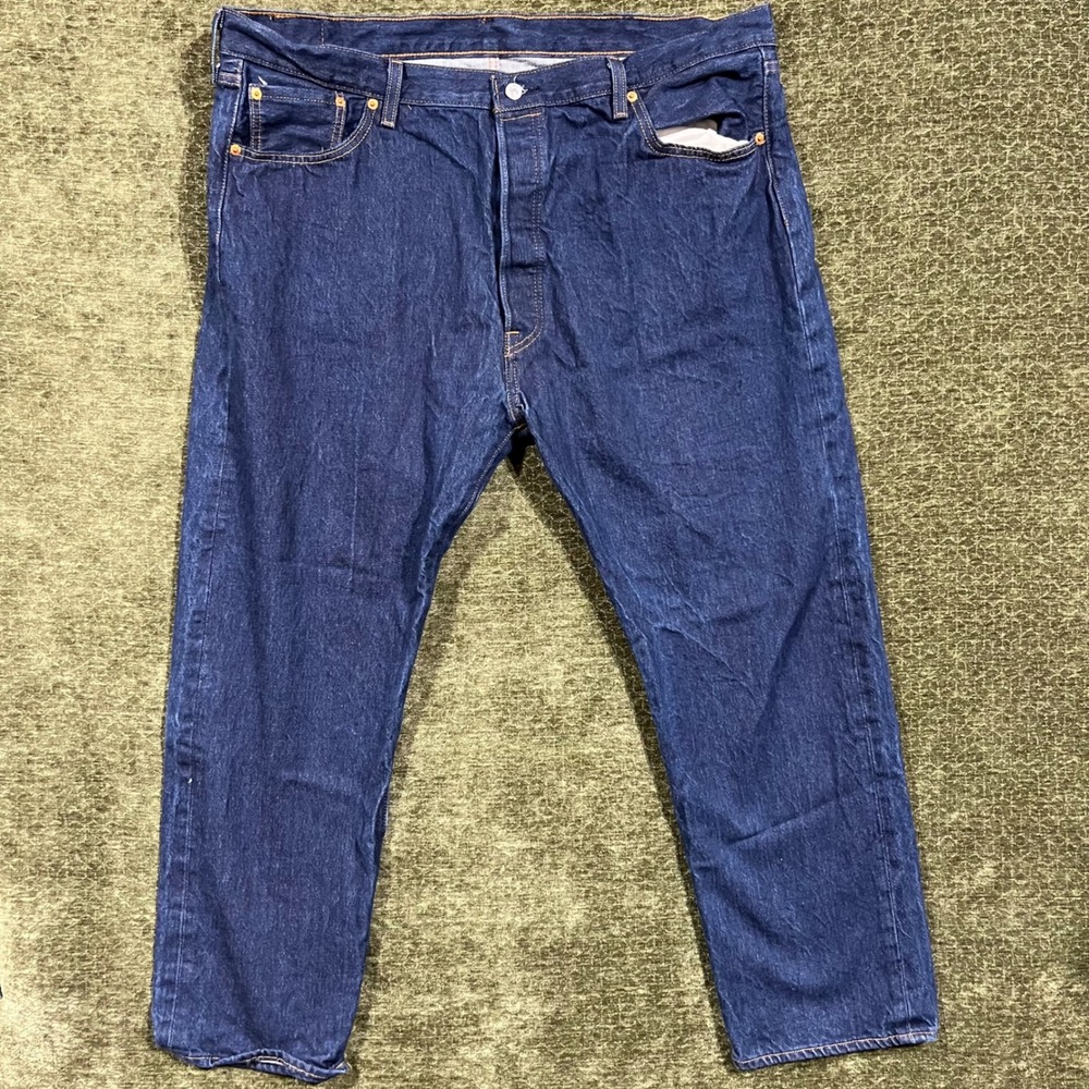 Levi's 501 Original Fit Jeans Mens 44x32 Blue Dark Wash Straight Leg 00501-0000